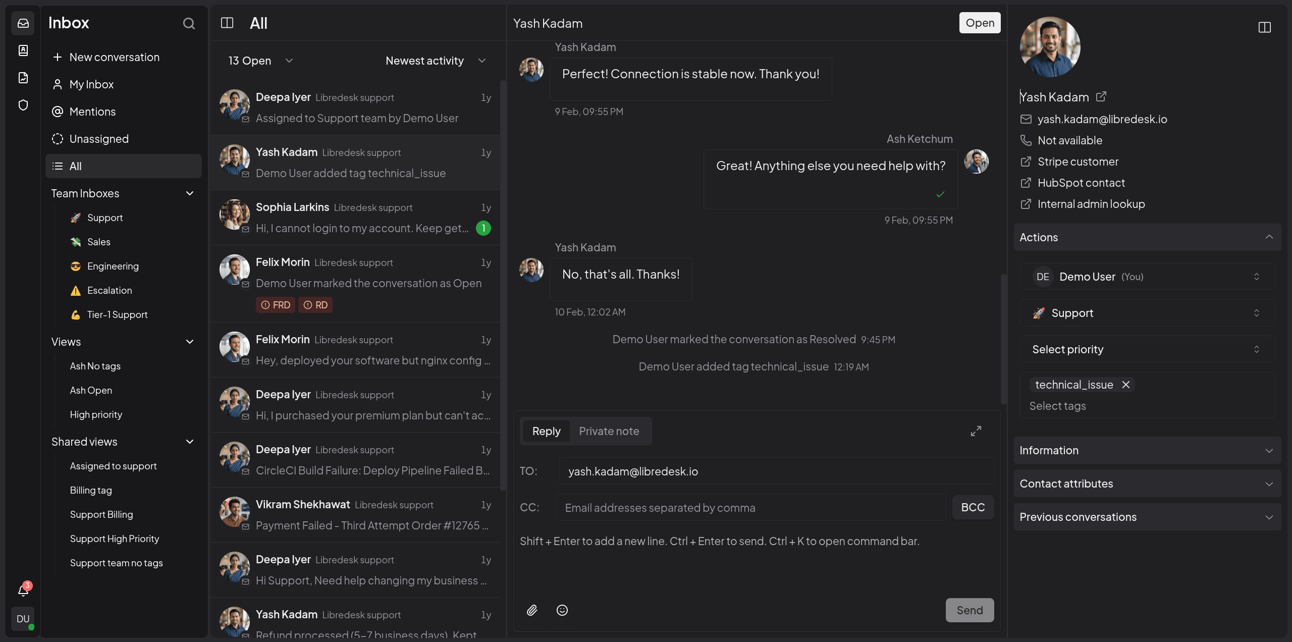 Libredesk Inbox feature
