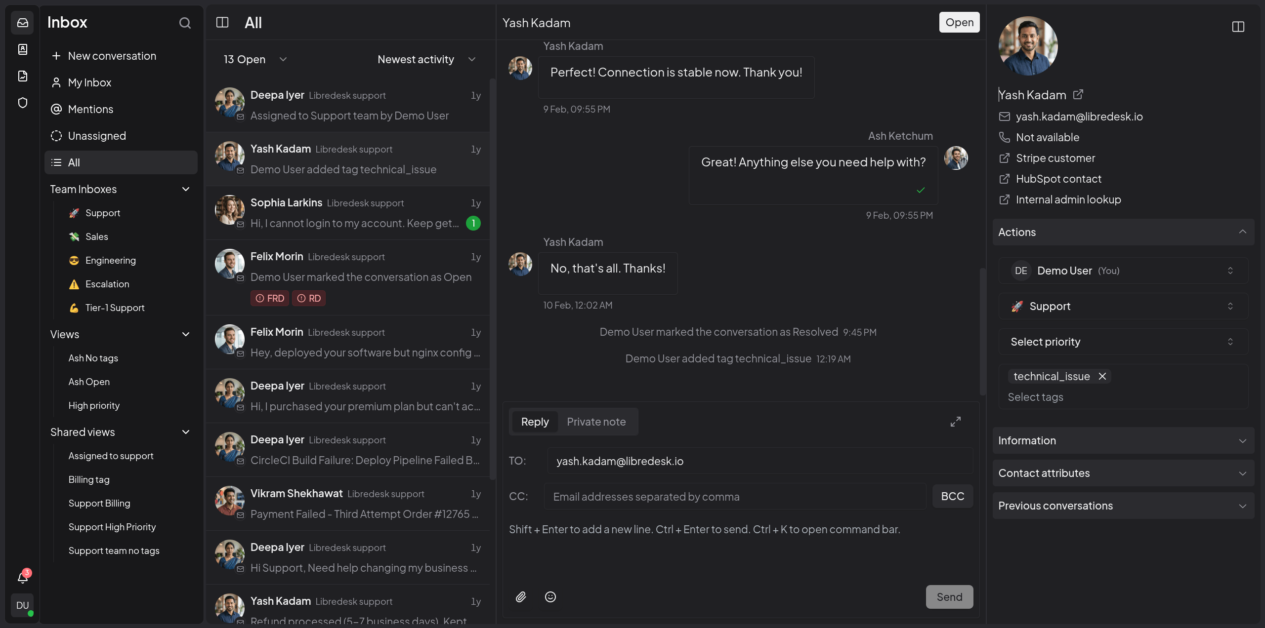Libredesk Inbox feature