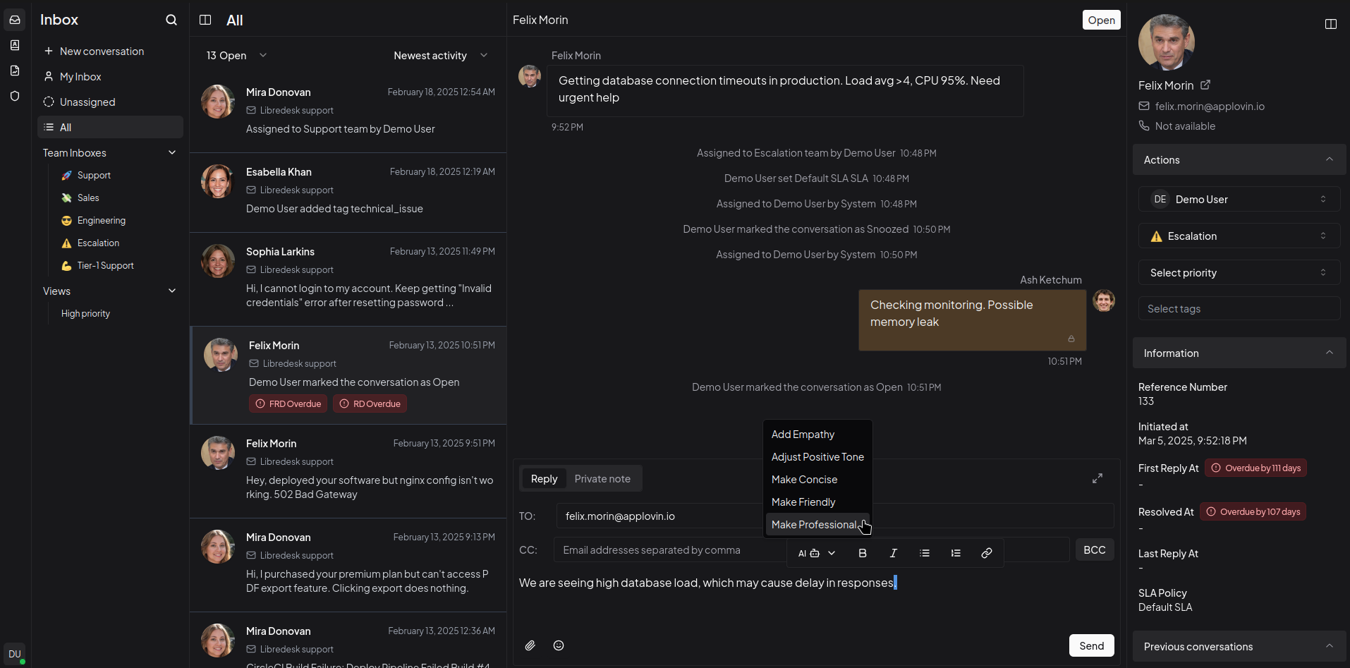 libredesk UI screenshot
